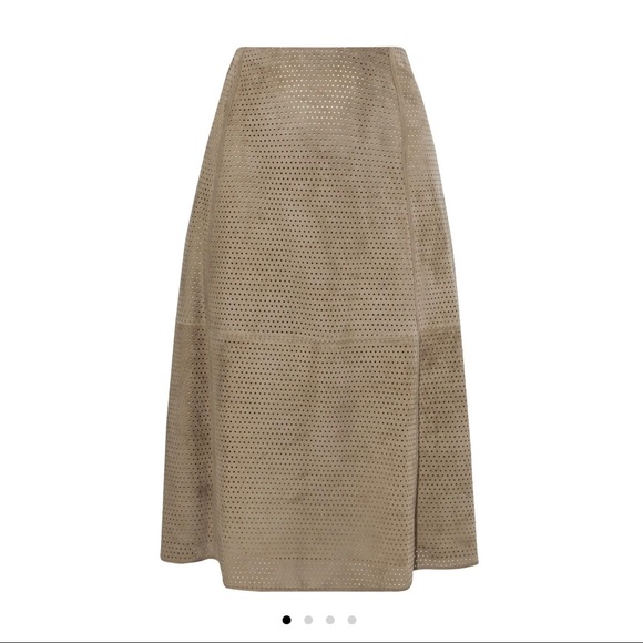 Theory Perforated Suede MIDI Skirt - Picture 2 of 5